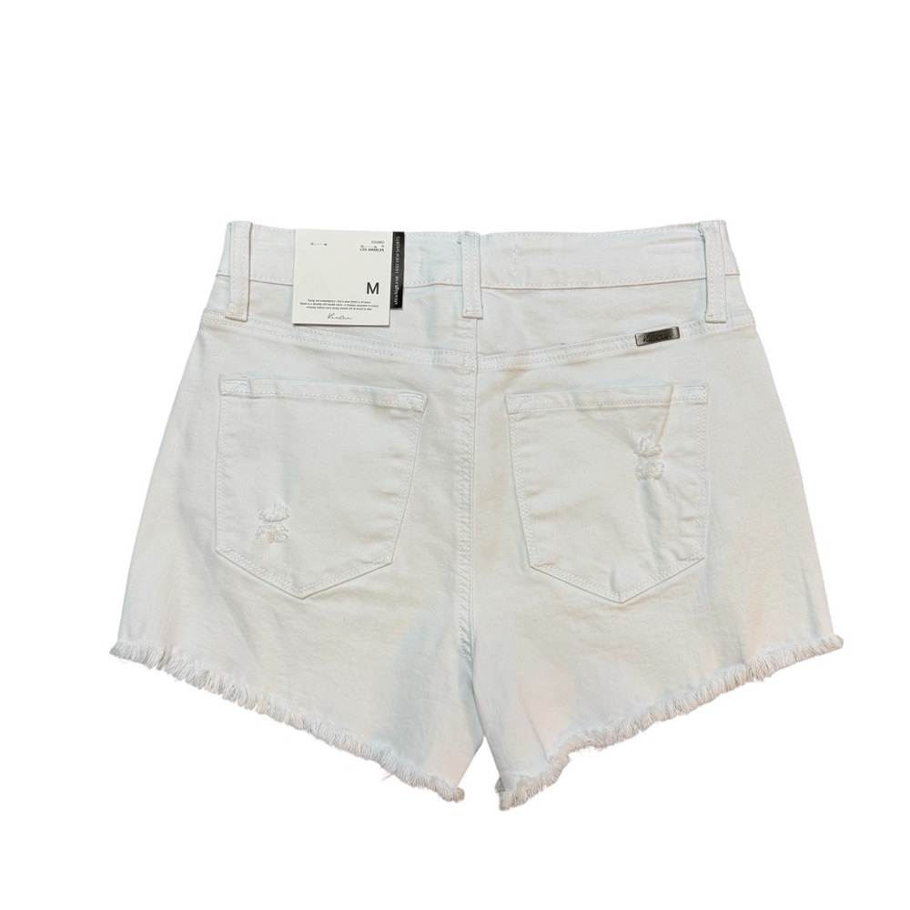 NWT KanCan Best Friend Ultra High Rise Distressed White Fray Hem Denim Shorts M - Picture 3 of 10